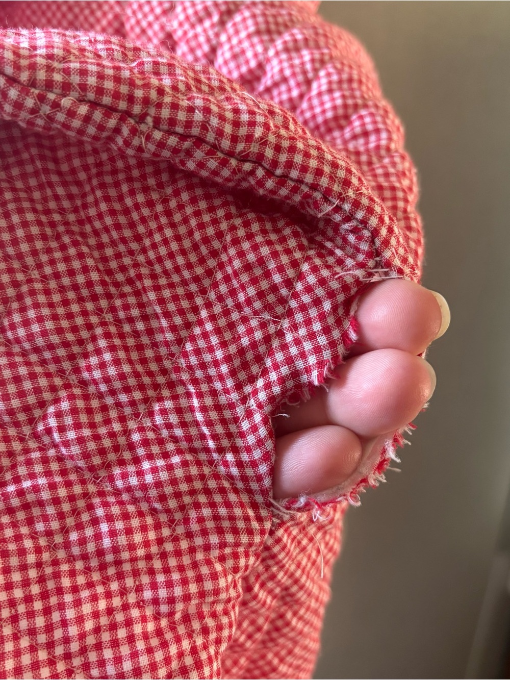 Homemade Quilted Red Check Open Front Jacket - Picture 10 of 10
